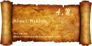 Alexi Miklós névjegykártya